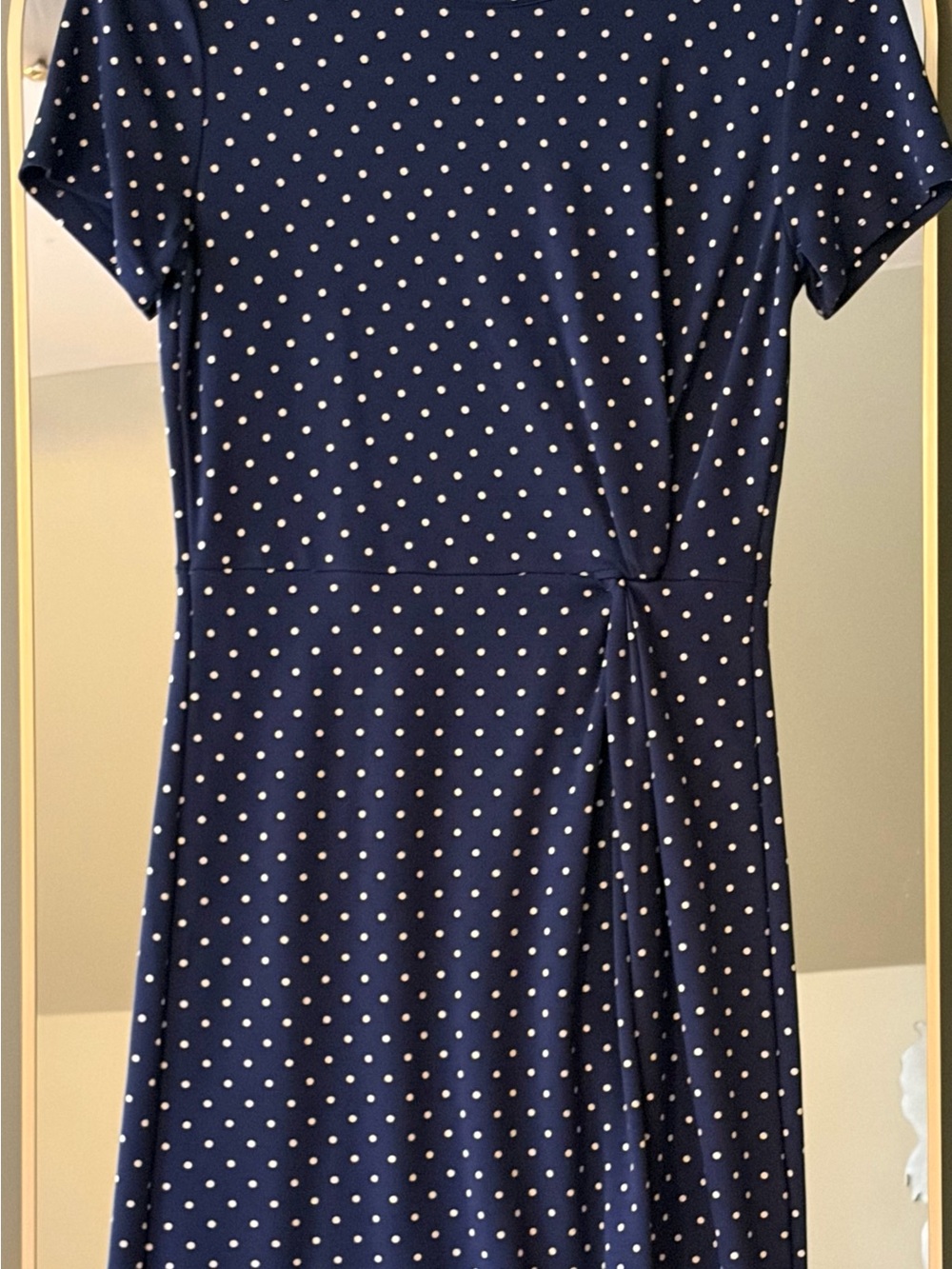 Old Navy Navy and White Polka Dot Midi Dress